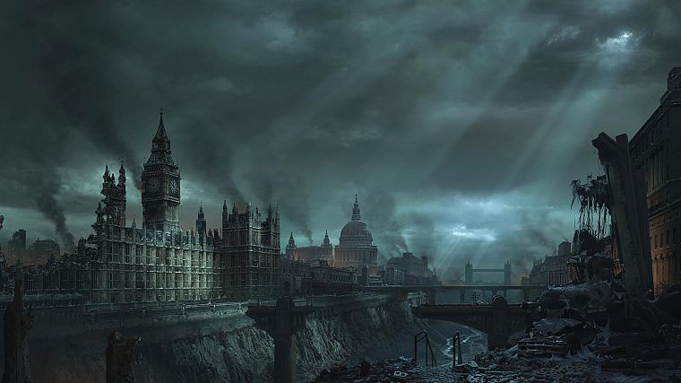 post-apocalyptic, London - desktop wallpaper