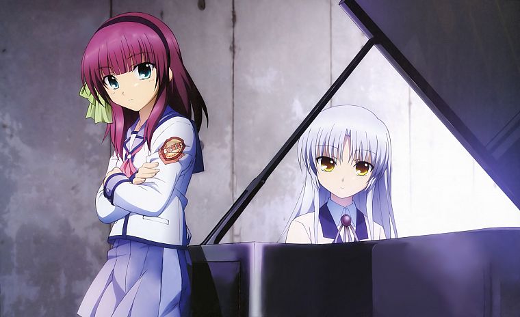 piano, Angel Beats!, school uniforms, Tachibana Kanade, anime, Nakamura Yuri, anime girls - desktop wallpaper