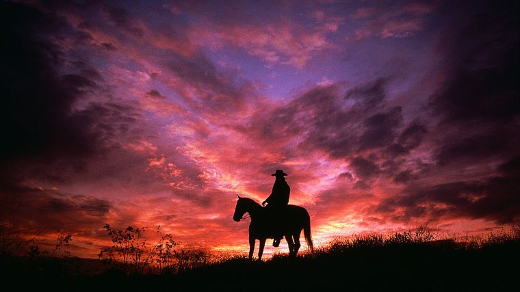 sunset, cowboys - desktop wallpaper