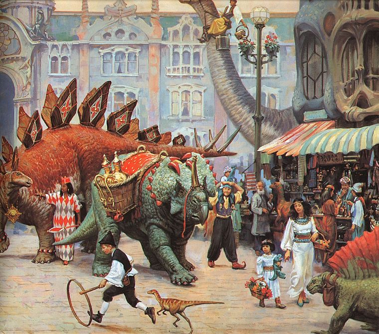 dinosaurs, fantasy art, Dinotopia - desktop wallpaper