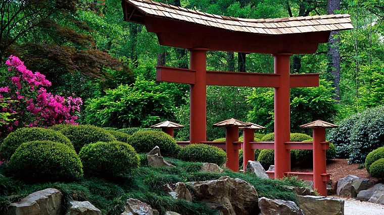 garden, Alabama, torii, Japanese architecture - desktop wallpaper