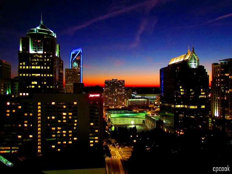 sunset, cityscapes, Charlotte - desktop wallpaper