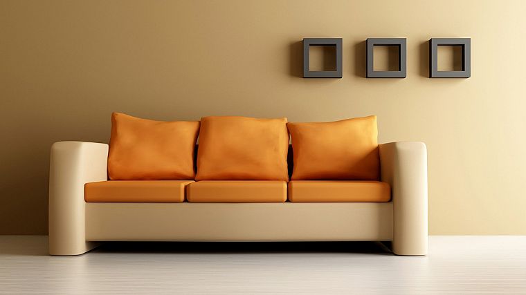 couch, orange - desktop wallpaper