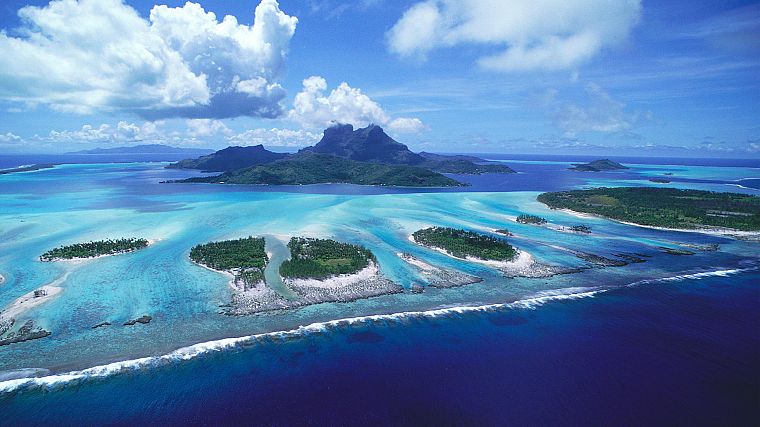 ocean, clouds, landscapes, nature, islands, skyscapes, Bora Bora - desktop wallpaper