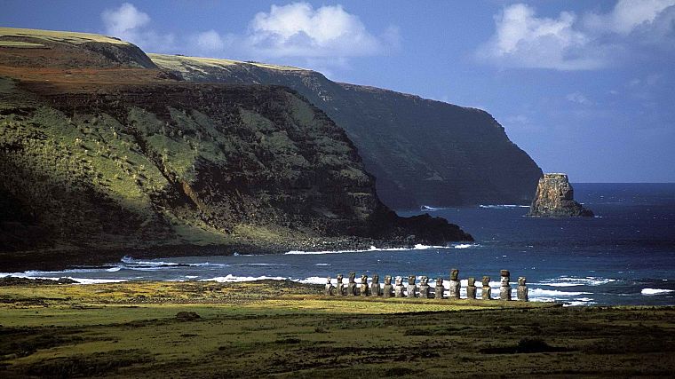 Chile, Easter Island, guardians, moai, site - desktop wallpaper