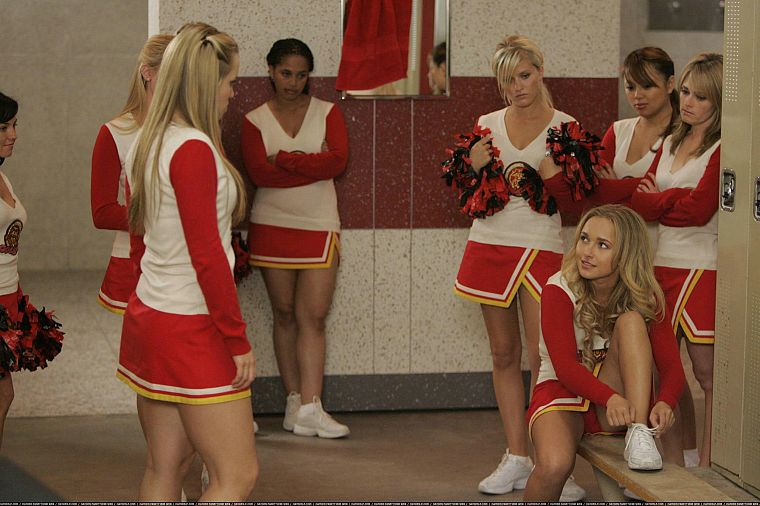 blondes, women, actress, Hayden Panettiere, celebrity, cheerleaders, locker room - desktop wallpaper