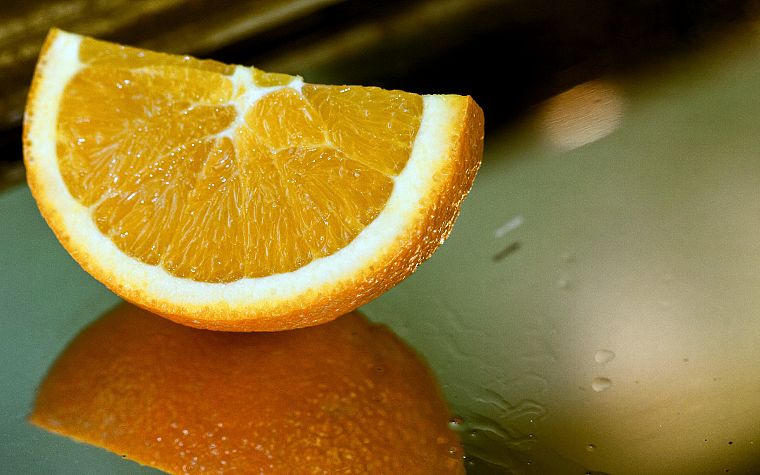 oranges, orange slices, reflections - desktop wallpaper