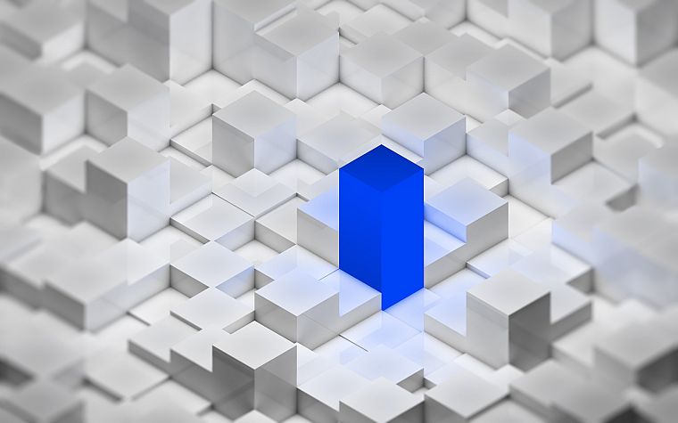 blue, cubes - desktop wallpaper