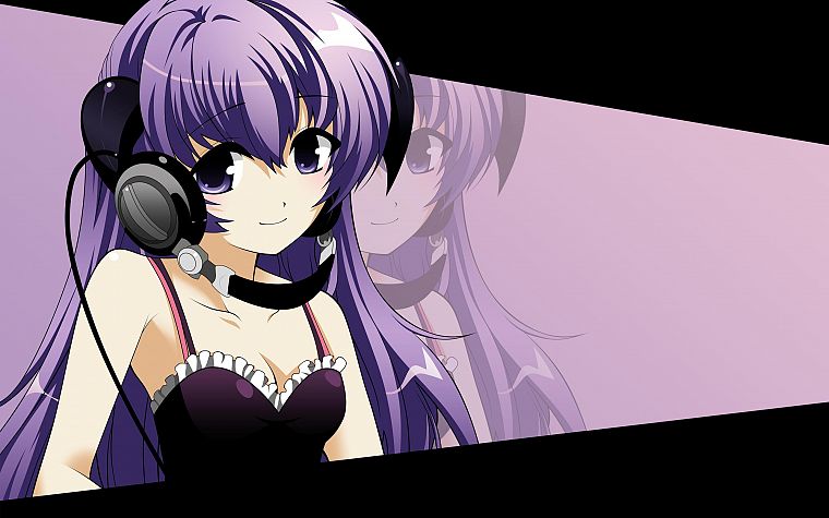 headphones, Higurashi no Naku Koro ni, horns, anime, bare shoulders, Furude Hanyuu - desktop wallpaper