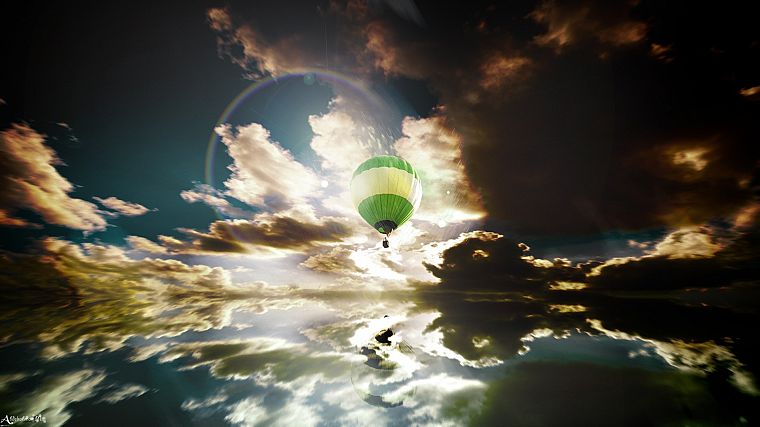 clouds, hot air balloons, 3D, skyscapes - desktop wallpaper