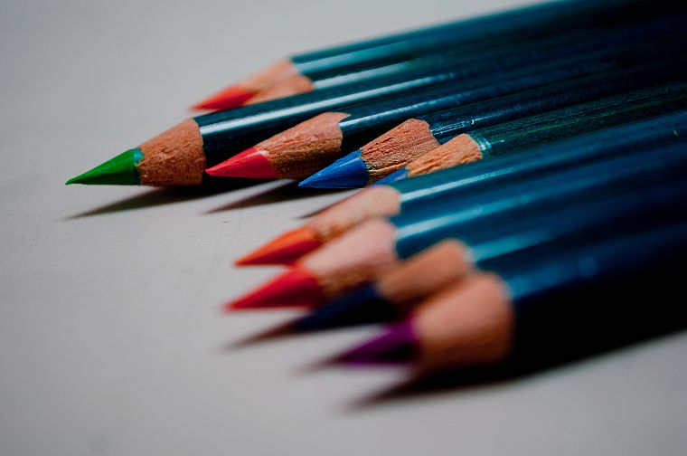 macro, pencils, colors - desktop wallpaper