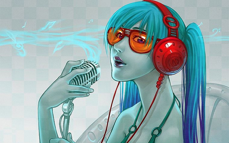 headphones, Vocaloid, Hatsune Miku - desktop wallpaper