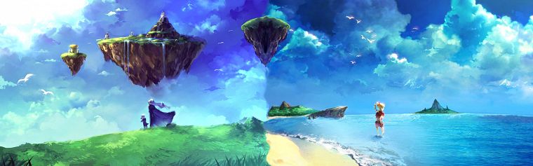 landscapes, Chrono Trigger, fantasy art, dreams, Chrono Cross, artwork, floating islands, children - desktop wallpaper