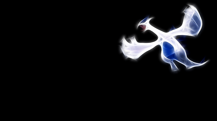 Pokemon, Lugia, illuminated, black background - desktop wallpaper