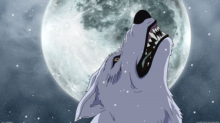 Moon, Wolfs Rain, Kiba, wolves - desktop wallpaper