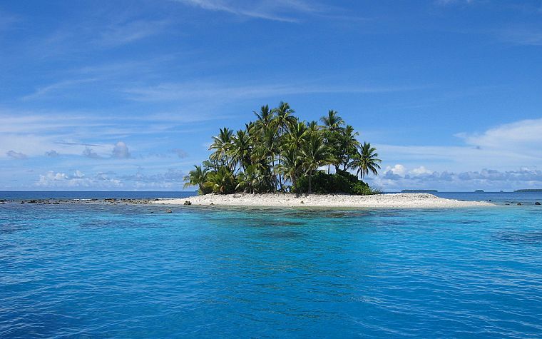 water, ocean, landscapes, islands, palm trees, Micronesia, blue skies - desktop wallpaper