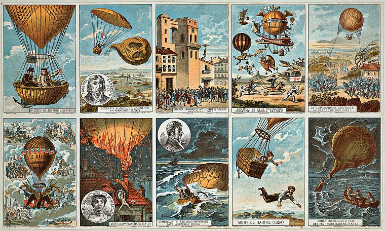 postcards, drawings, air balloons - desktop wallpaper