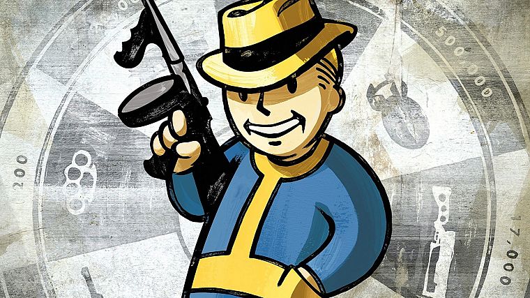 Fallout, tommy gun, drawn - desktop wallpaper