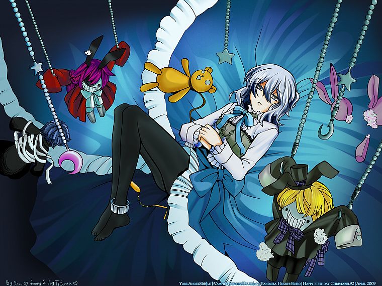blue, Pandora Hearts, anime, dolls, chains, Echo (Pandora Hearts), anime girls - desktop wallpaper