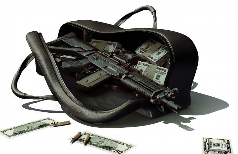 rifles, guns, money, weapons, gangster - desktop wallpaper