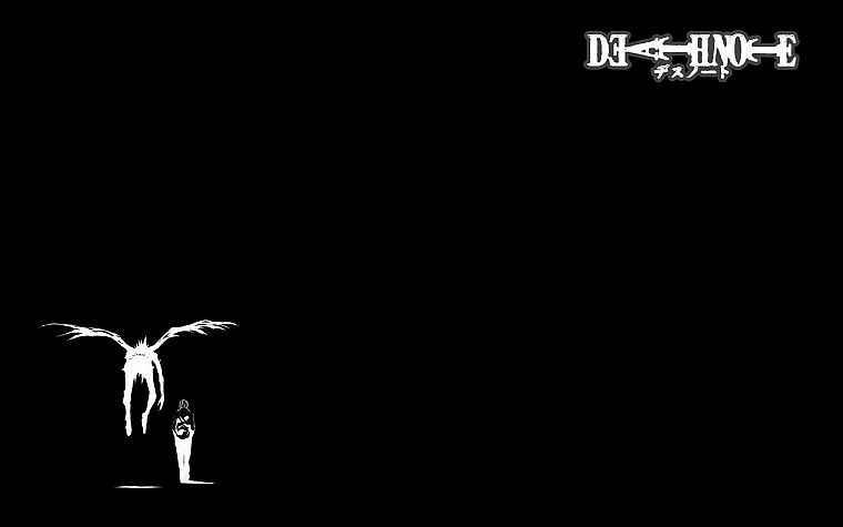 Death Note, light, wings, Ryuk, Yagami Light, simple background - desktop wallpaper