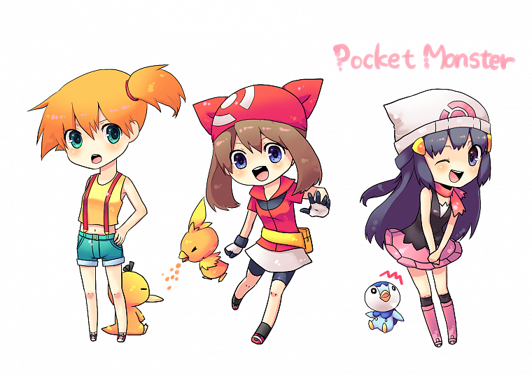 Pokemon, Misty (Pokemon), Psyduck, Torchic, Piplup - desktop wallpaper