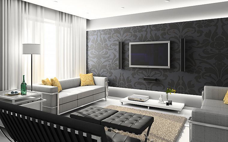TV, couch, interior, furniture, 3D - desktop wallpaper