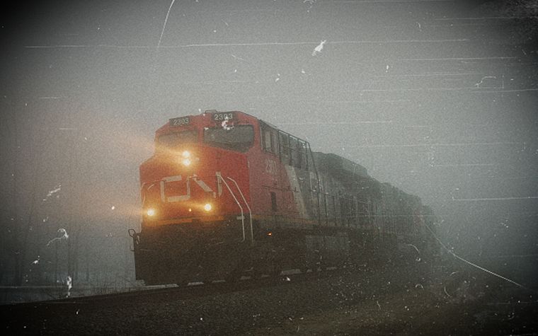 trains, fog, Canada, railroad tracks, vehicles, locomotives, Canadian National Railway - desktop wallpaper