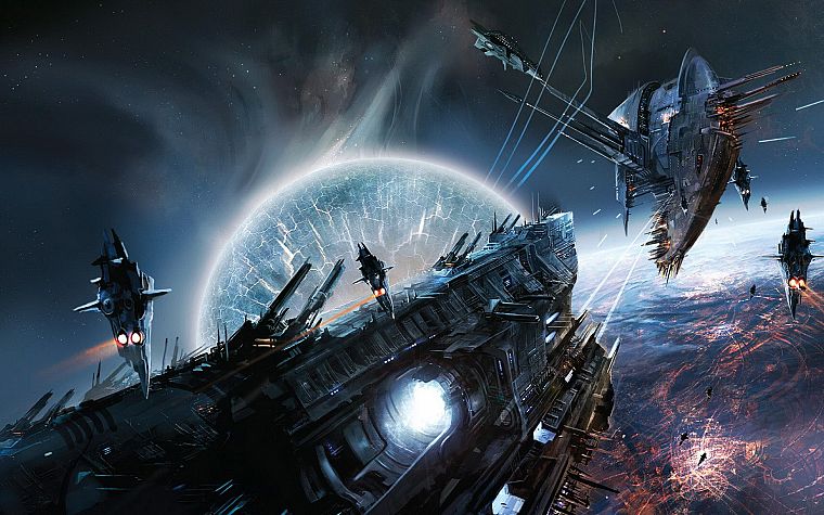 outer space, futuristic, surreal, spaceships, battles, artwork, vehicles, Lost Empire, Eve - desktop wallpaper