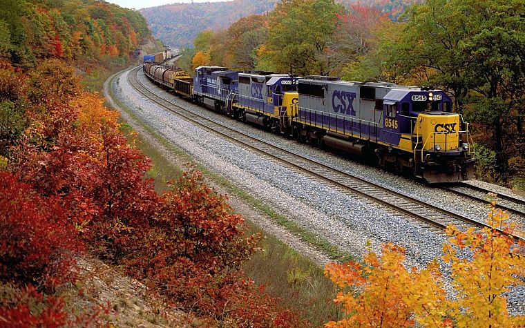 autumn, trains, railroad tracks, vehicles - desktop wallpaper