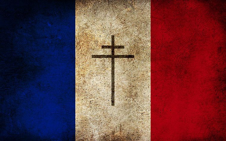 France, French flag, Lorraine Cross - desktop wallpaper