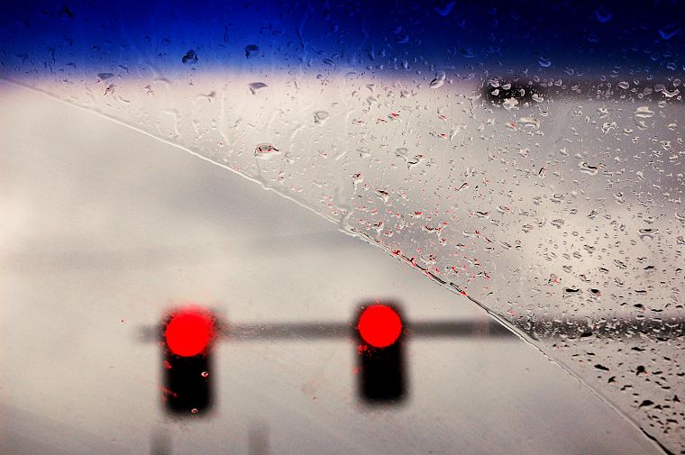 rain, traffic lights, artwork, water drops, rain on glass - desktop wallpaper