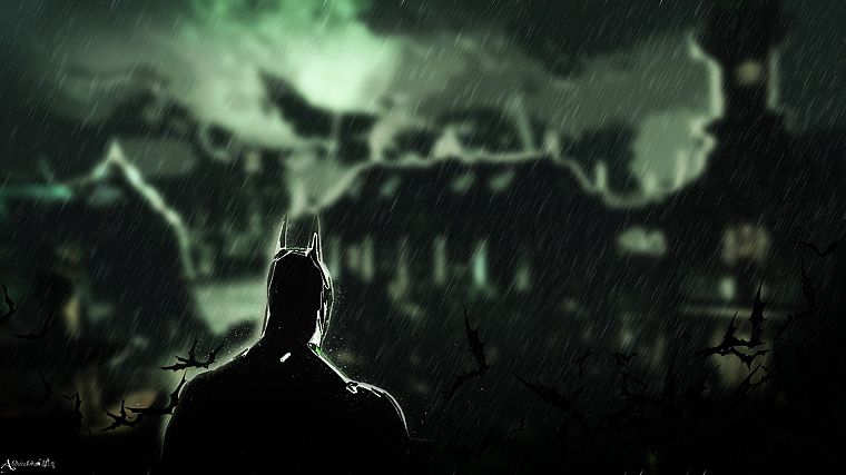 Batman, rain, Batman Arkham Asylum - desktop wallpaper