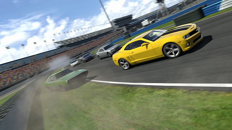 video games, Gran Turismo, vehicles, Camaro SS, Daytona, Gran Turismo 5, Playstation 3, yellow cars, GT5 - desktop wallpaper