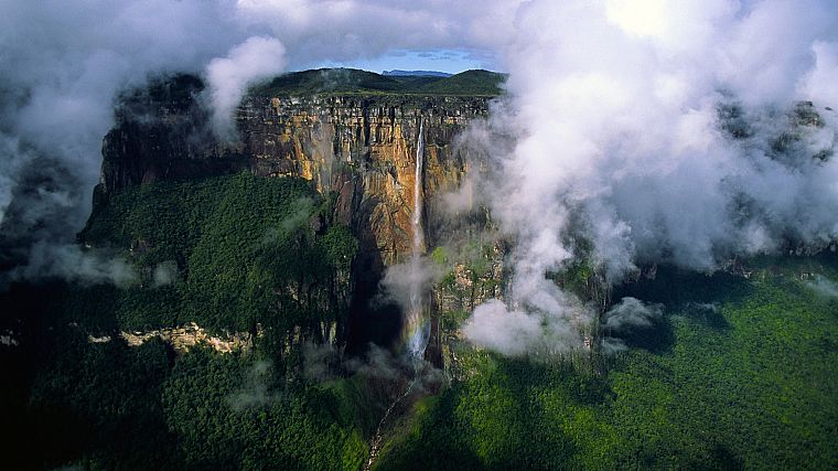 clouds, landscapes, venezuela, waterfalls - desktop wallpaper