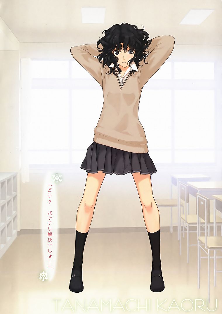 brunettes, school uniforms, skirts, Amagami SS, Tanamachi Kaoru, anime girls, knee socks, Takayama Kisai - desktop wallpaper