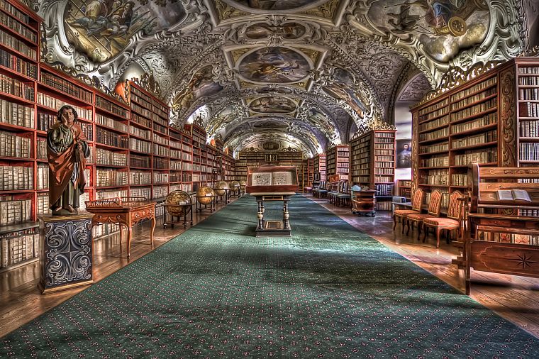library, interior, HDR photography - desktop wallpaper