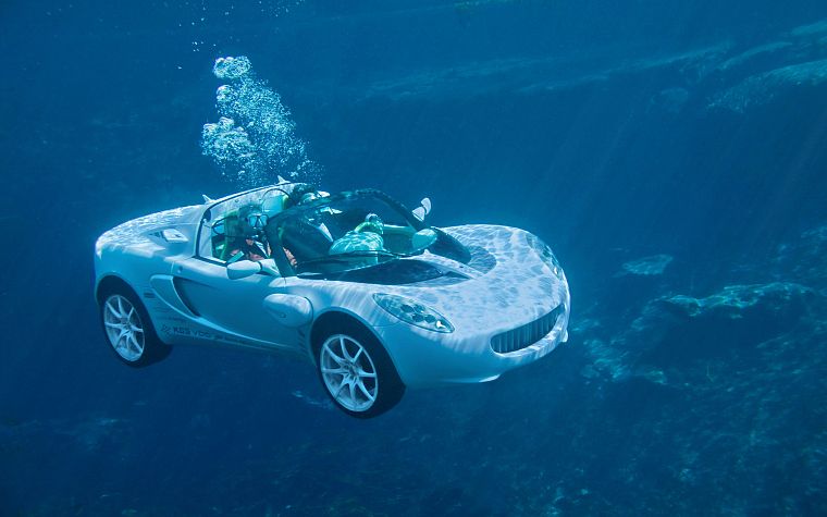 cars, white cars, underwater - desktop wallpaper
