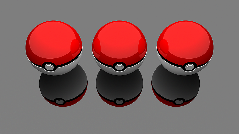 Pokemon, Poke Balls, 3D - desktop wallpaper
