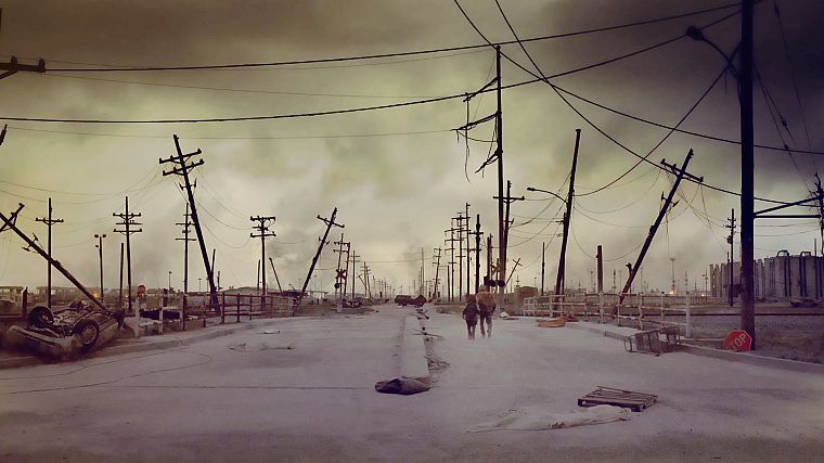 The Road, power lines, apocalyptic, Cinemagraphy - desktop wallpaper