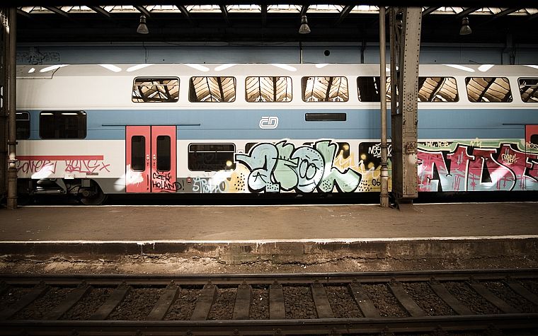 trains, graffiti, train stations, vehicles - desktop wallpaper