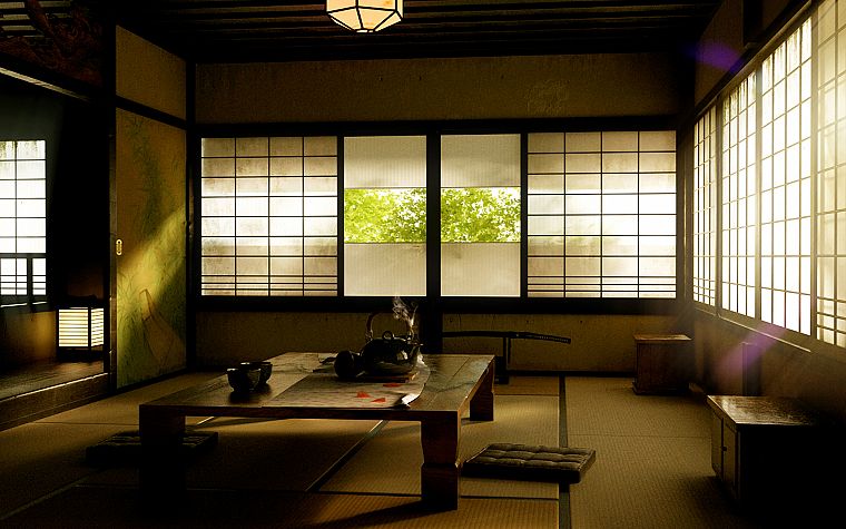 tables, interior, Asian architecture - desktop wallpaper