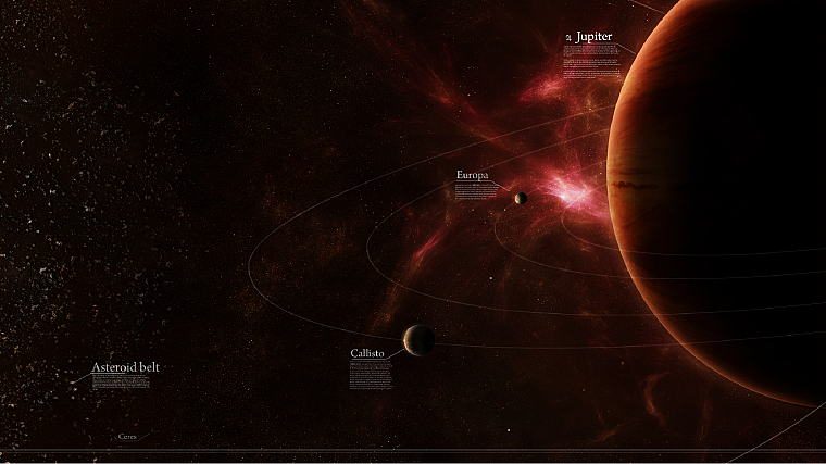 outer space, stars, planets, Moon, Jupiter, asteroids, Europa - desktop wallpaper