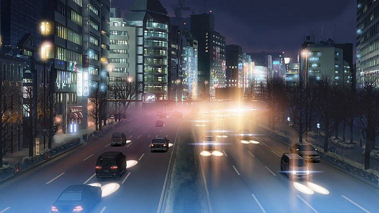 cityscapes, buildings, traffic, downtown, Makoto Shinkai, 5 Centimeters Per Second - desktop wallpaper