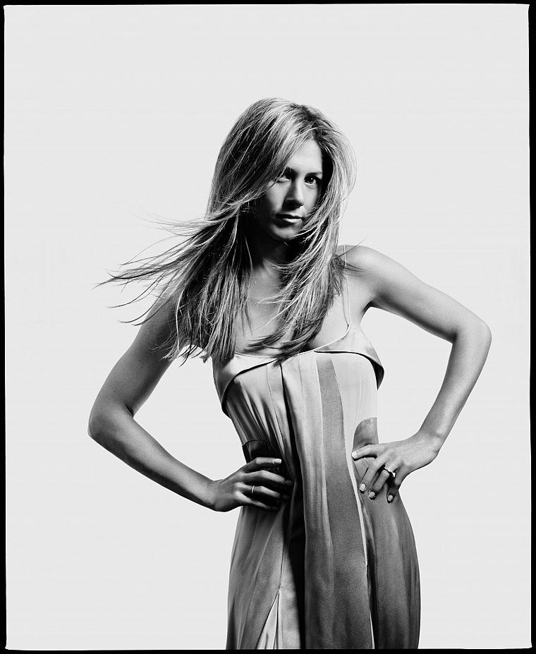women, actress, Jennifer Aniston, grayscale, monochrome - desktop wallpaper