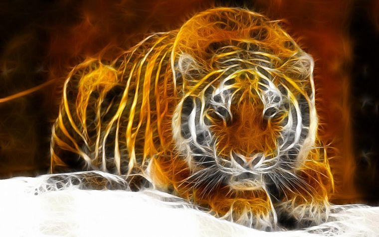 tigers, Fractalius - desktop wallpaper