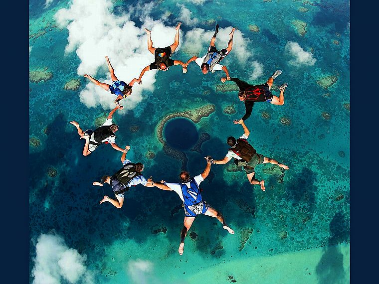 nature, reef, skydiving, Great Blue Hole, Belize - desktop wallpaper