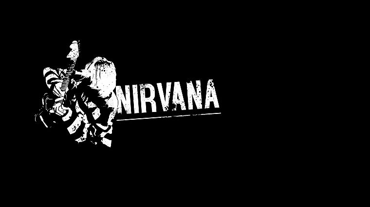 Nirvana, Kurt Cobain, black background - desktop wallpaper
