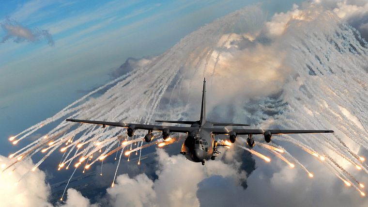 American, AC-130 Spooky/Spectre, water drops - desktop wallpaper
