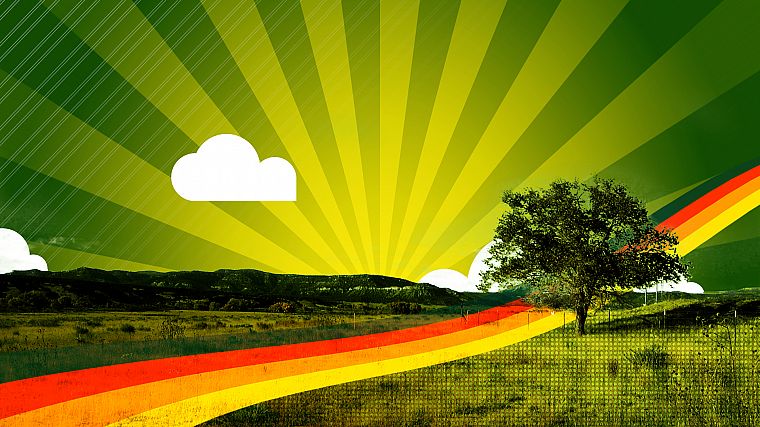 green, trees, photo manipulation - desktop wallpaper